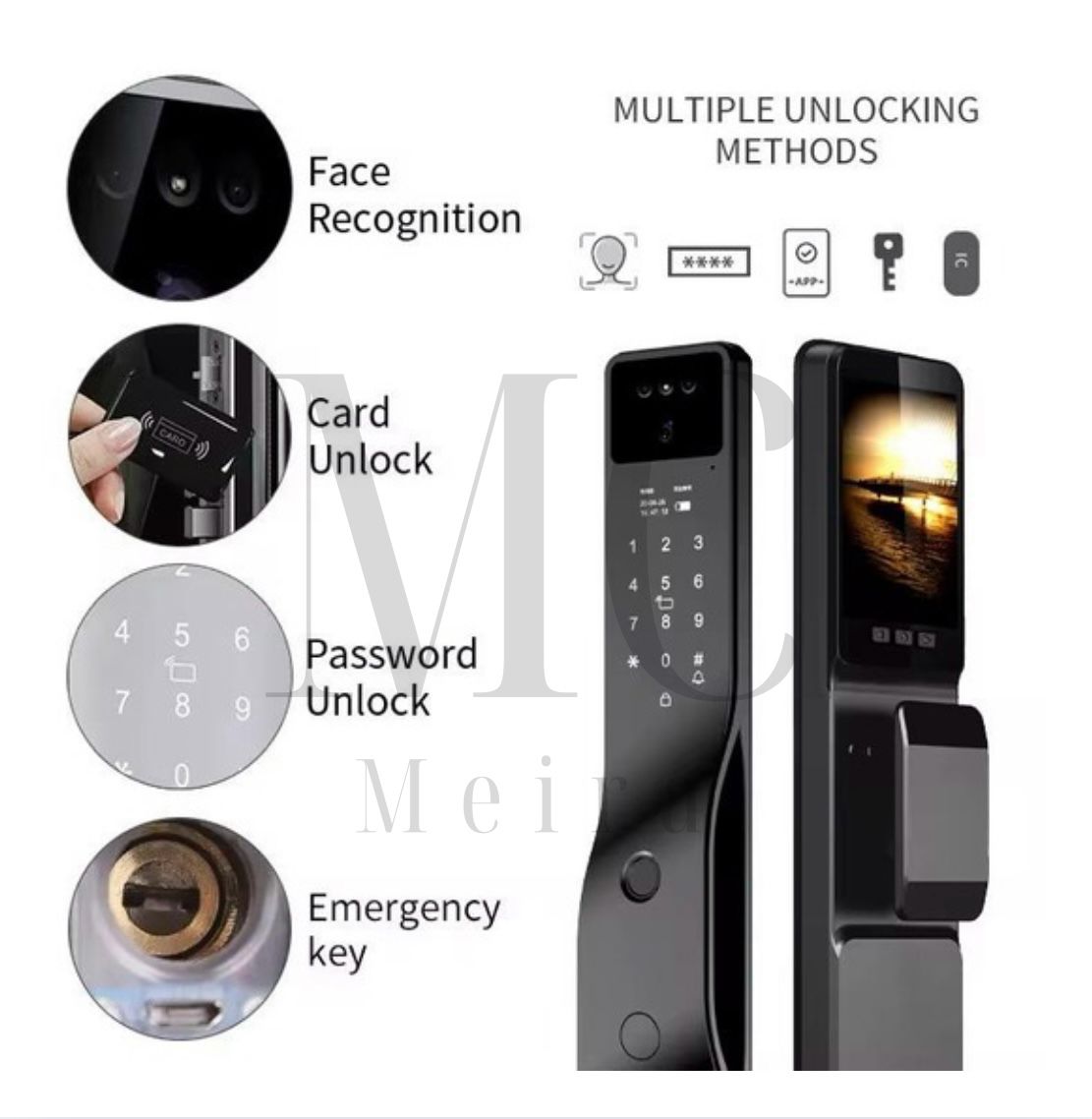 CERRADURA INTELIGENTE DGB03 BLACK CON VIDEO ACTIVO Y RECONOCIMIENTO DE PALMA
