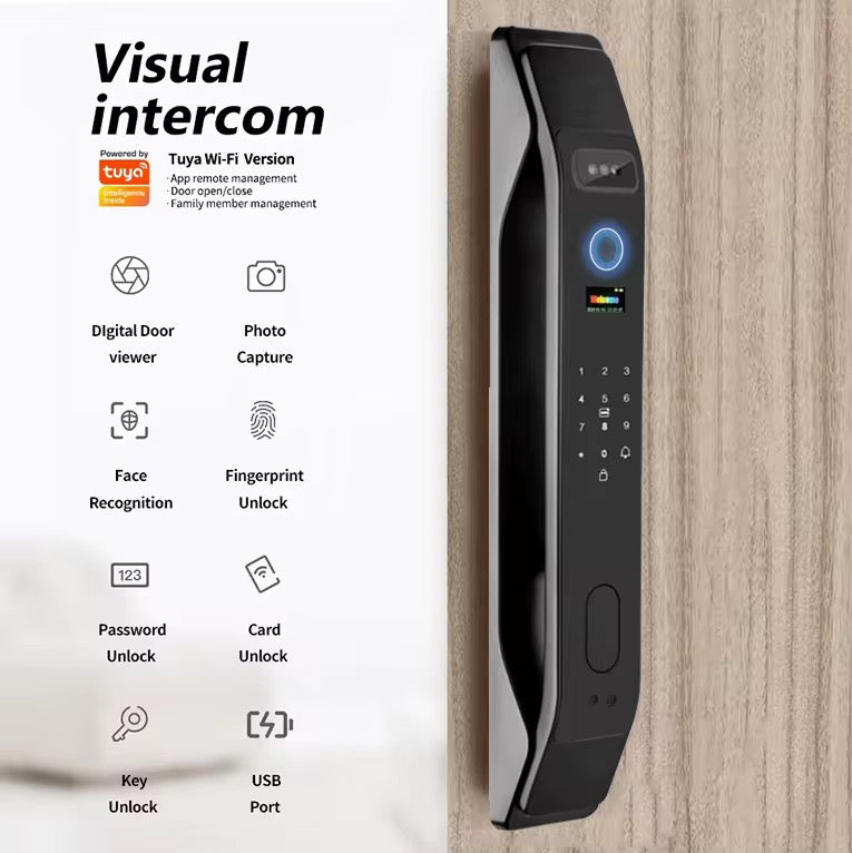 Cerradura inteligente DGB12 con RECONOCIMIENTO FACIAL, VIDEO ACTIVO EN ESPAÑOL 🇪🇸