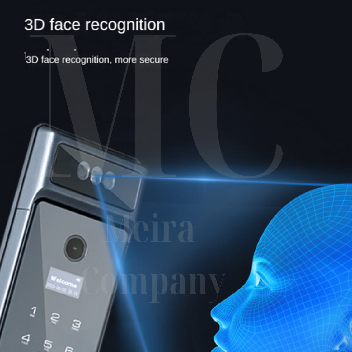CERRADURA INTELIGENTE CON RECONOCIMIENTO FACIAL VIDEO ACTIVO Y PALMA ✋🏻REF. DGB04