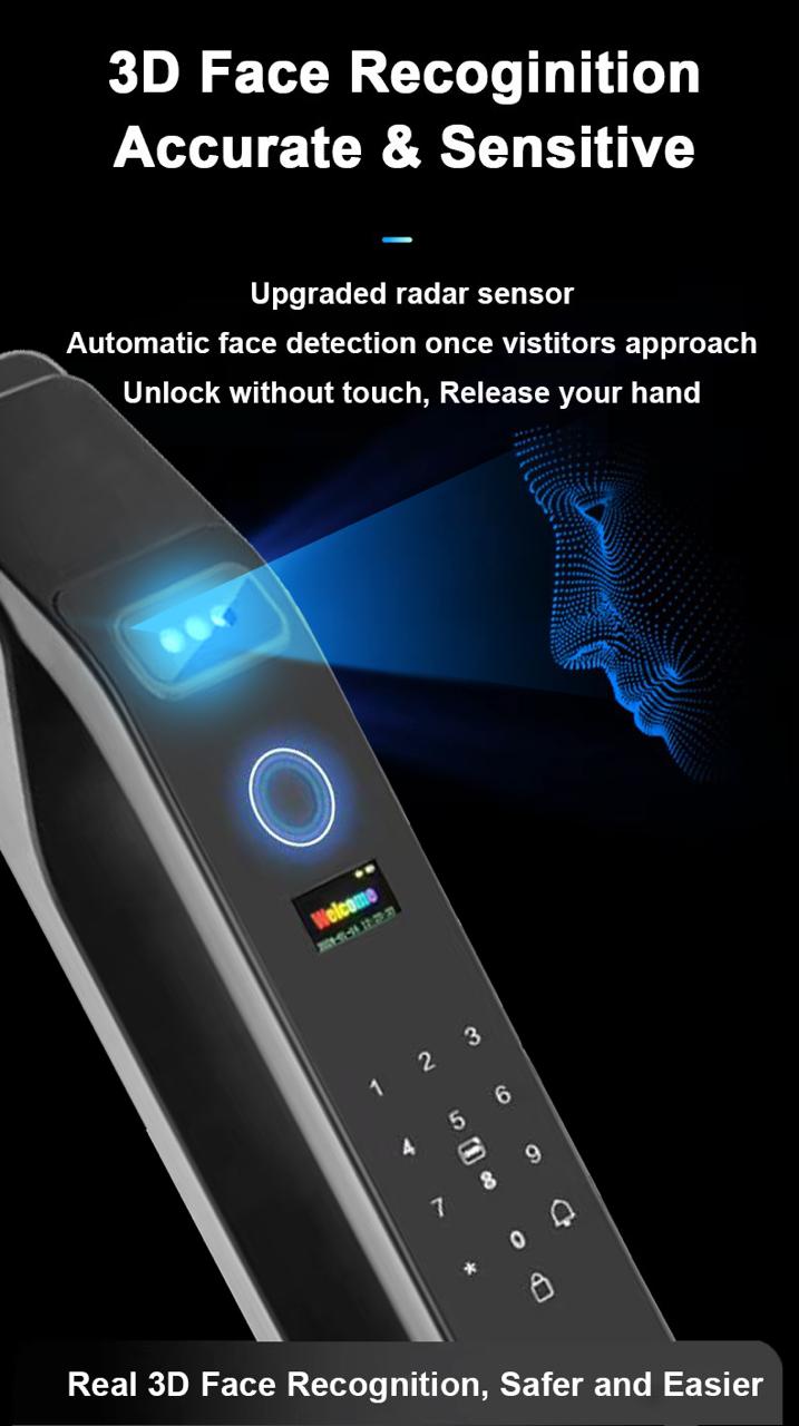 Cerradura inteligente DGB12 con RECONOCIMIENTO FACIAL, VIDEO ACTIVO EN ESPAÑOL 🇪🇸