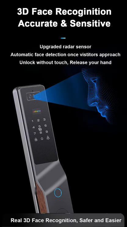 CERRADURA INTELIGENTE CON RECONOCIMIENTO FACIAL VIDEO ACTIVO + RECONOCIMIENTO DE PALMA ✋🏻 REF. DGB18