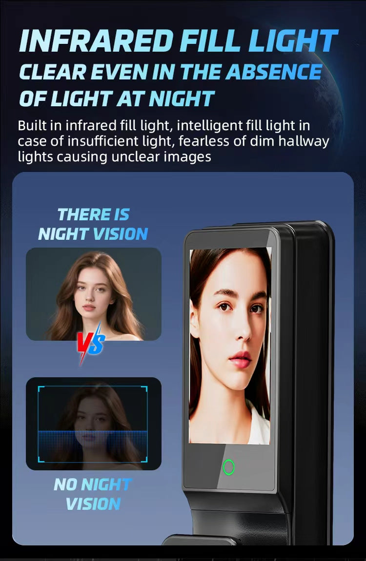 CERRADURA INTELIGENTE DGB17 IP68 💧 ALEXA  CON VIDEO CONFERENCIA Y RECONOCIMIENTO FACIAL Y RECONOCIMIENTO DE PALMA ✋🏻🇪🇸 SILVER