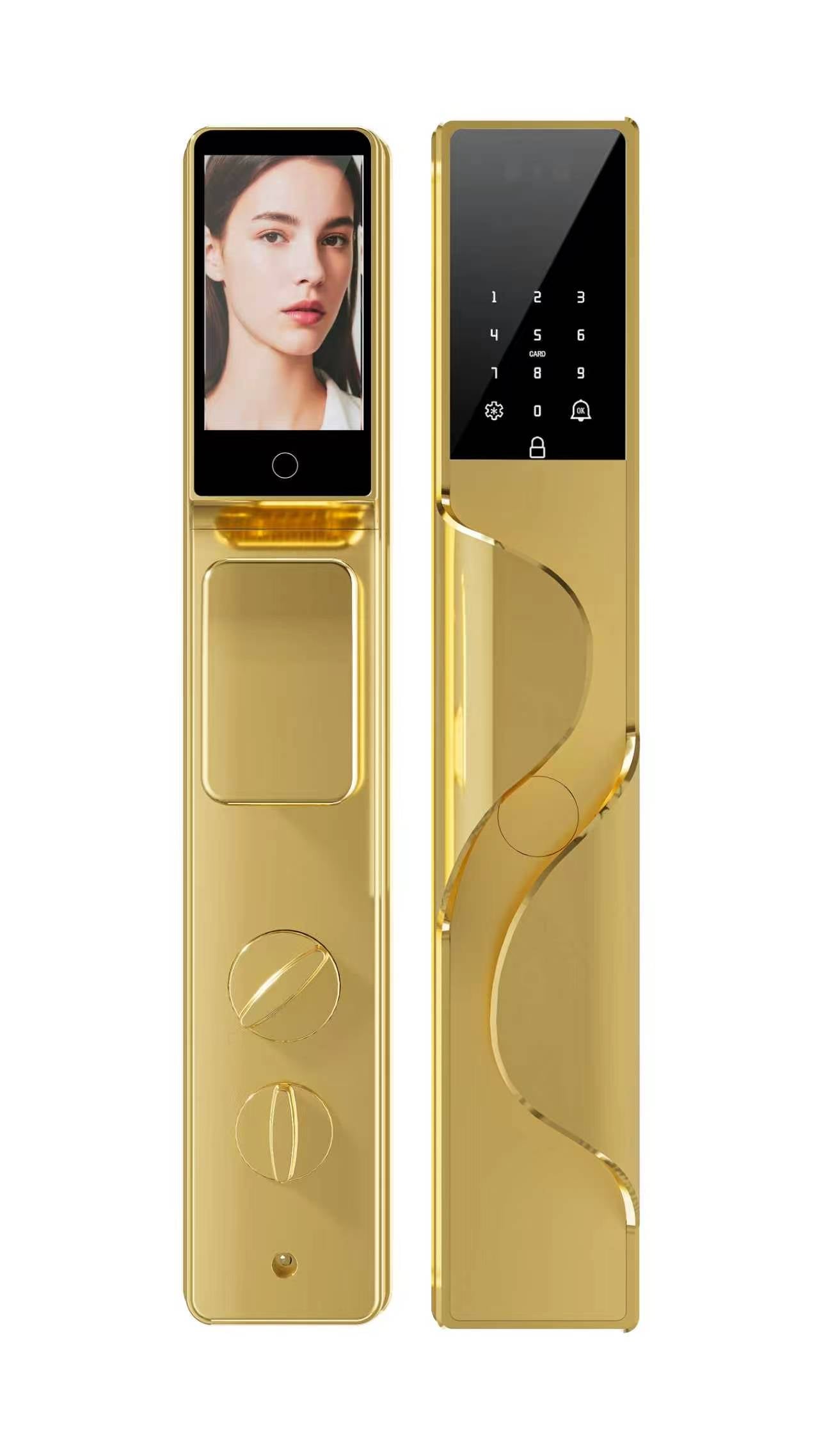 CERRADURA INTELIGENTE DGB17 IP68 💧 ALEXA  CON VIDEO CONFERENCIA Y RECONOCIMIENTO FACIAL Y RECONOCIMIENTO DE PALMA ✋🏻🇪🇸 GOLD