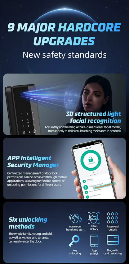 CERRADURA INTELIGENTE DGB17 IP68 💧 ALEXA  CON VIDEO CONFERENCIA Y RECONOCIMIENTO FACIAL Y RECONOCIMIENTO DE PALMA ✋🏻🇪🇸 SILVER