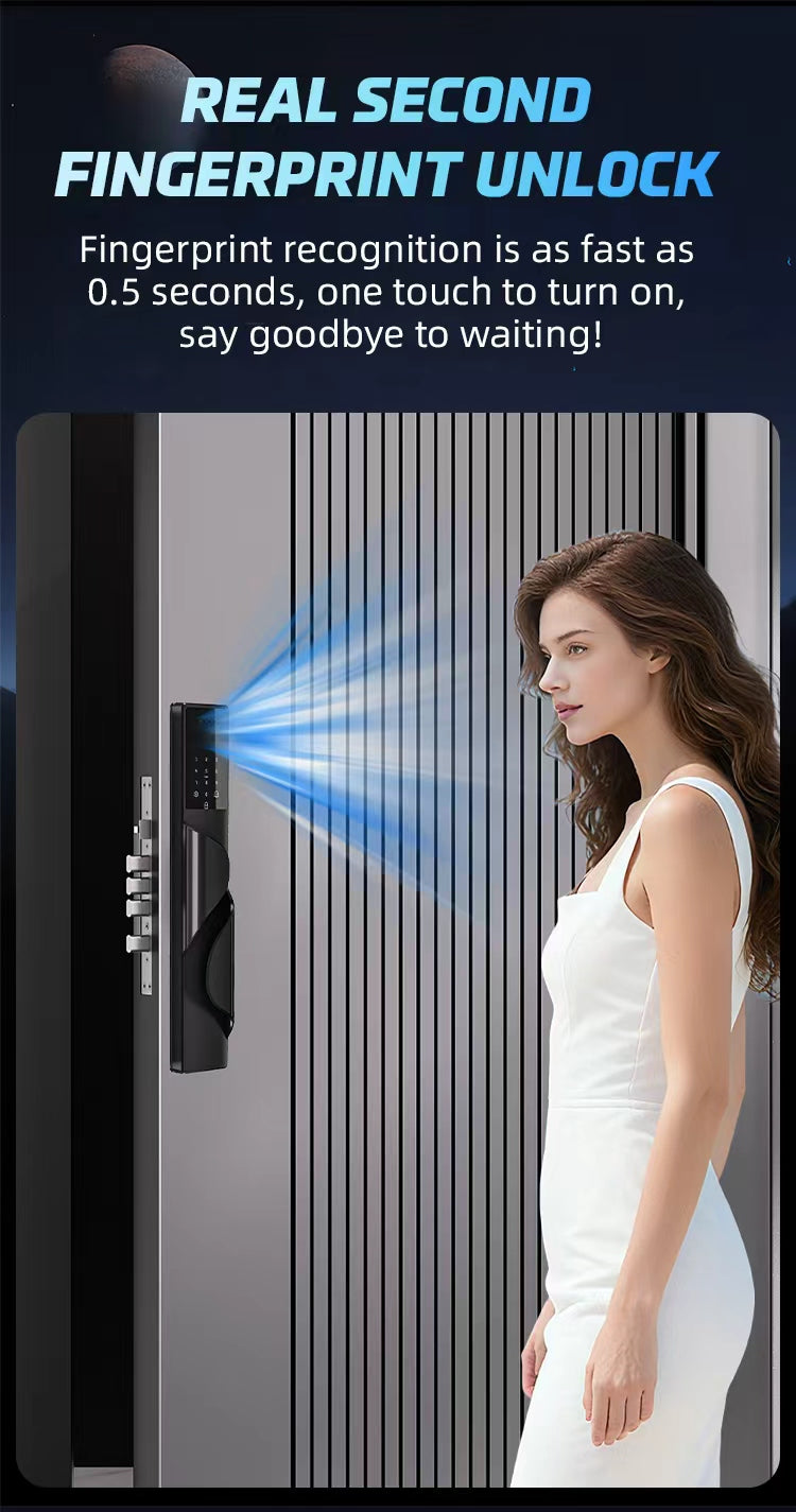 CERRADURA INTELIGENTE DGB17 IP68 💧 ALEXA  CON VIDEO CONFERENCIA Y RECONOCIMIENTO FACIAL Y RECONOCIMIENTO DE PALMA ✋🏻🇪🇸 SILVER
