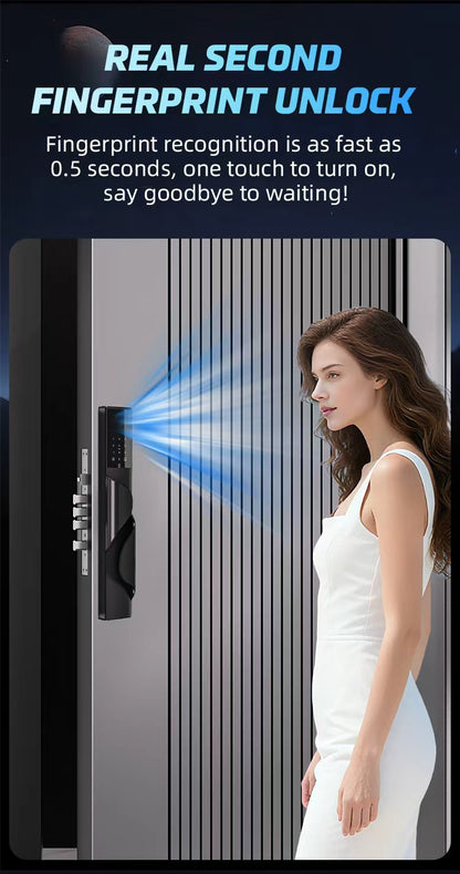 CERRADURA INTELIGENTE DGB17 IP68 💧 ALEXA  CON VIDEO CONFERENCIA Y RECONOCIMIENTO FACIAL Y RECONOCIMIENTO DE PALMA ✋🏻🇪🇸 SILVER