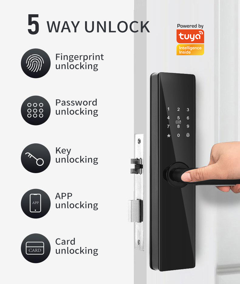 CERRADURA INTELIGENTE DGB13 CON 5 MODOS DE APERTURA WIFI MORTISE 6085